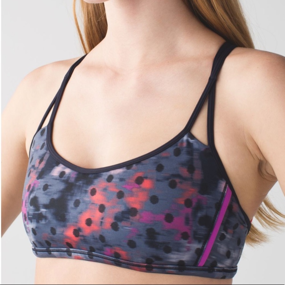 Lululemon Lighten Up Bra Sz 4 (Windy Blooms Regal Plum Multi/Naval Blue/Alarming
